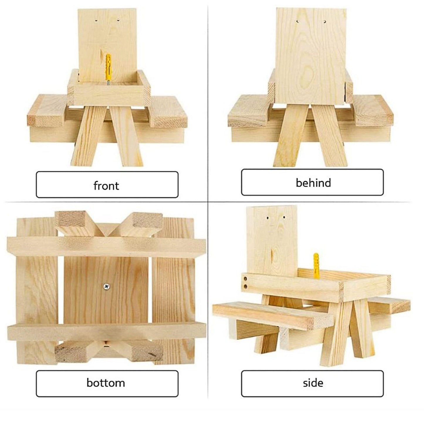Squirrel Picnic Feeder Bench with Corn Cobs Holder for Backyard Garden