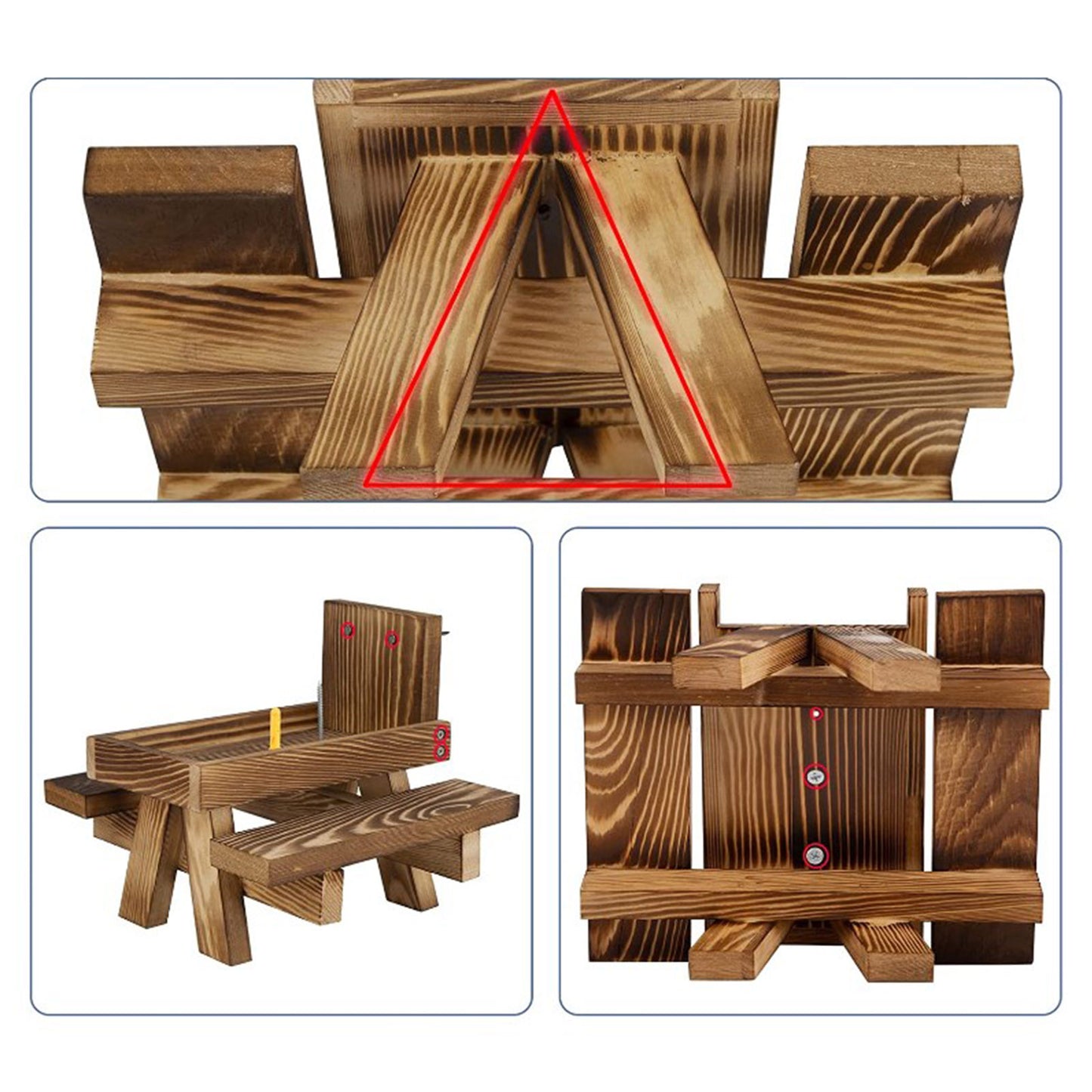 Squirrel Picnic Feeder Bench with Corn Cobs Holder for Backyard Garden