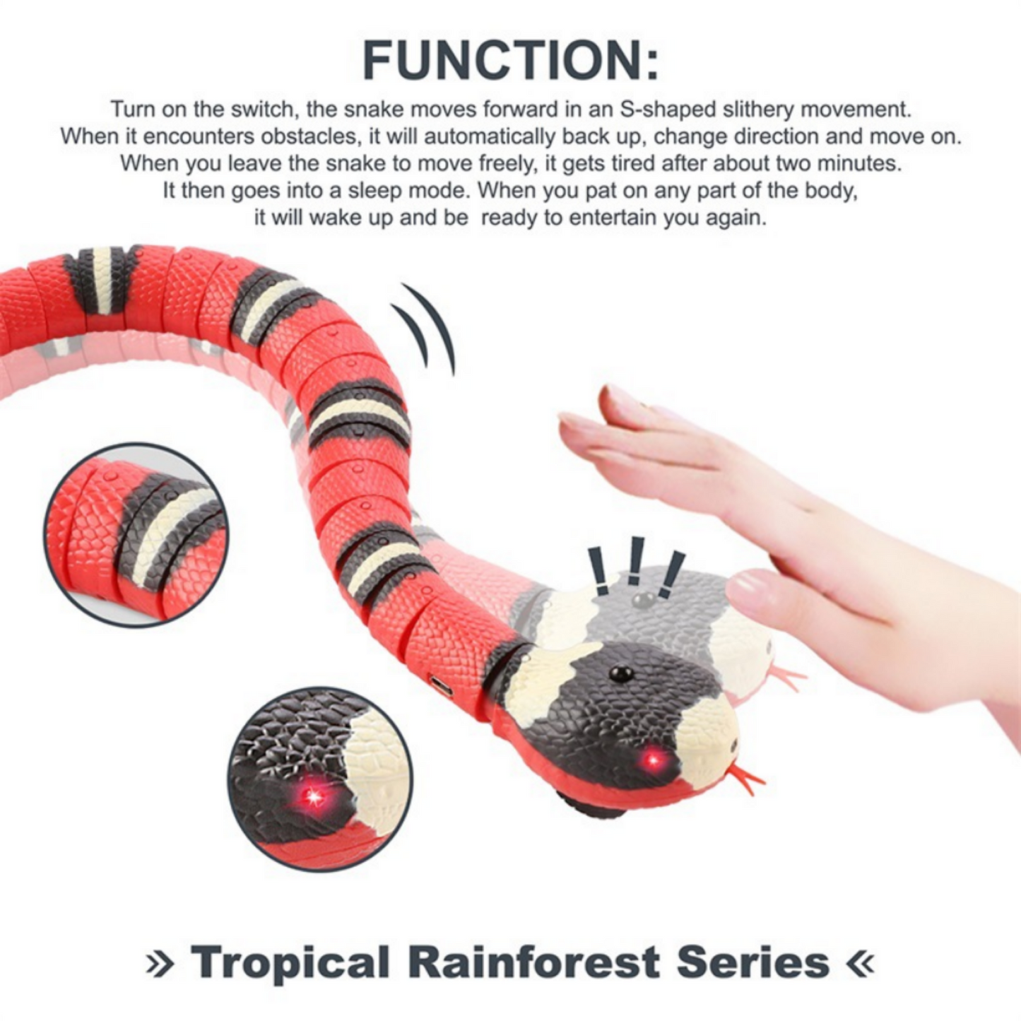 Smart Electric USB Sensing Snake Interactive Toys for Cat
