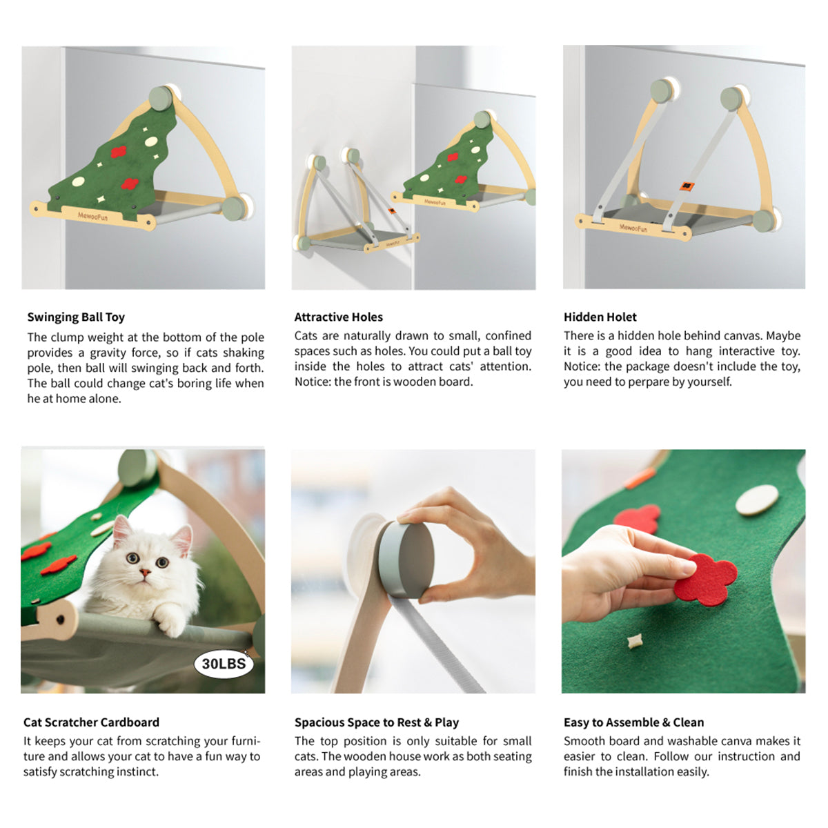 Christmas Theme 2 in 1 Wooden Cat Window Perch
