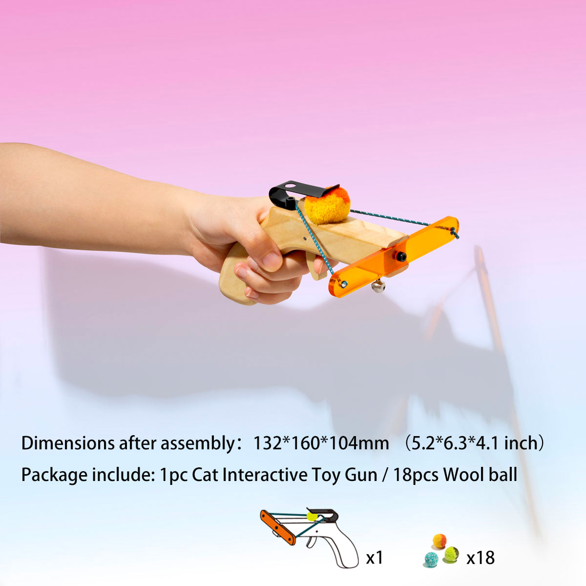 Cat Interactive Toys Tease Reliever Gun with 18 Hairballs