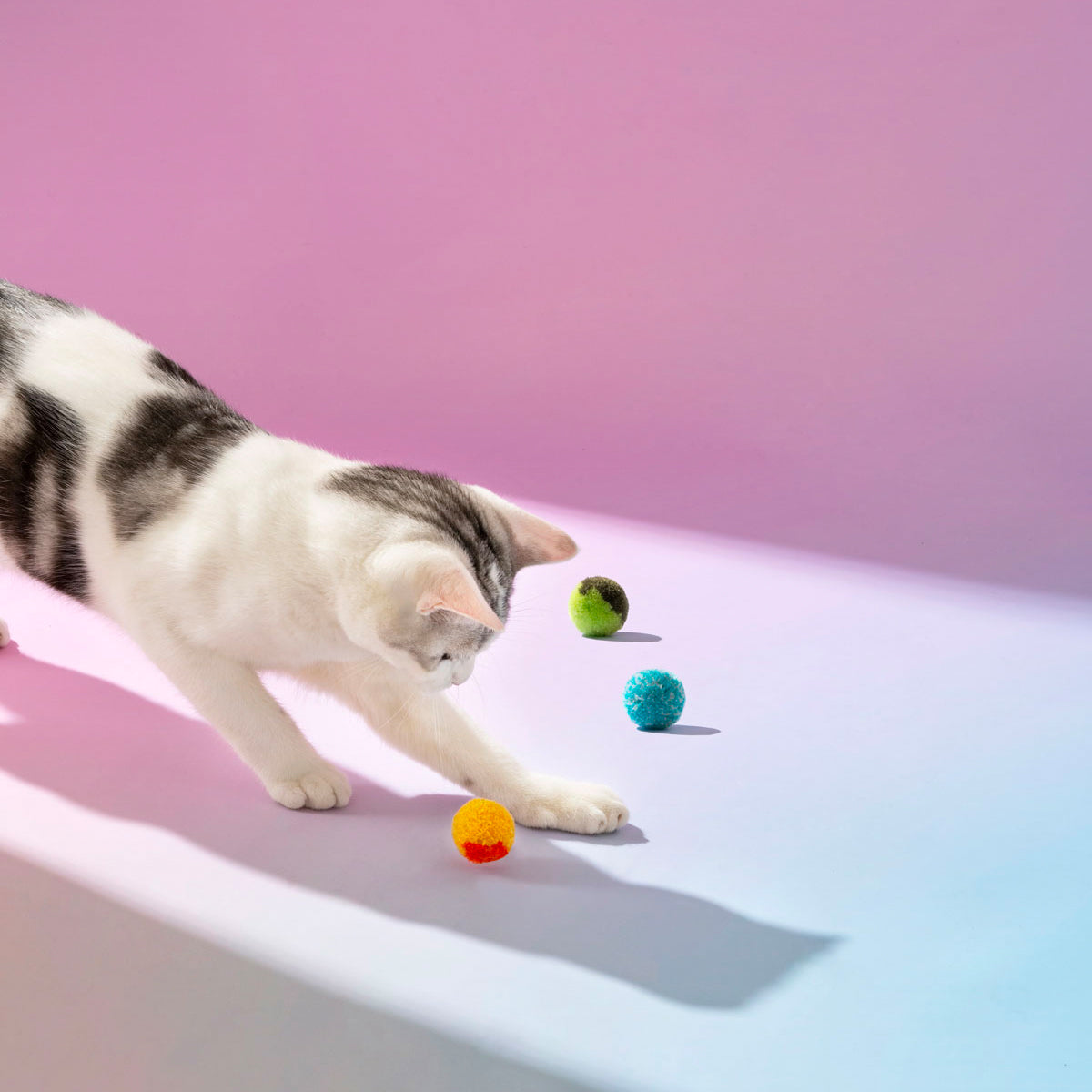 Cat Interactive Toys Tease Reliever Gun with 18 Hairballs