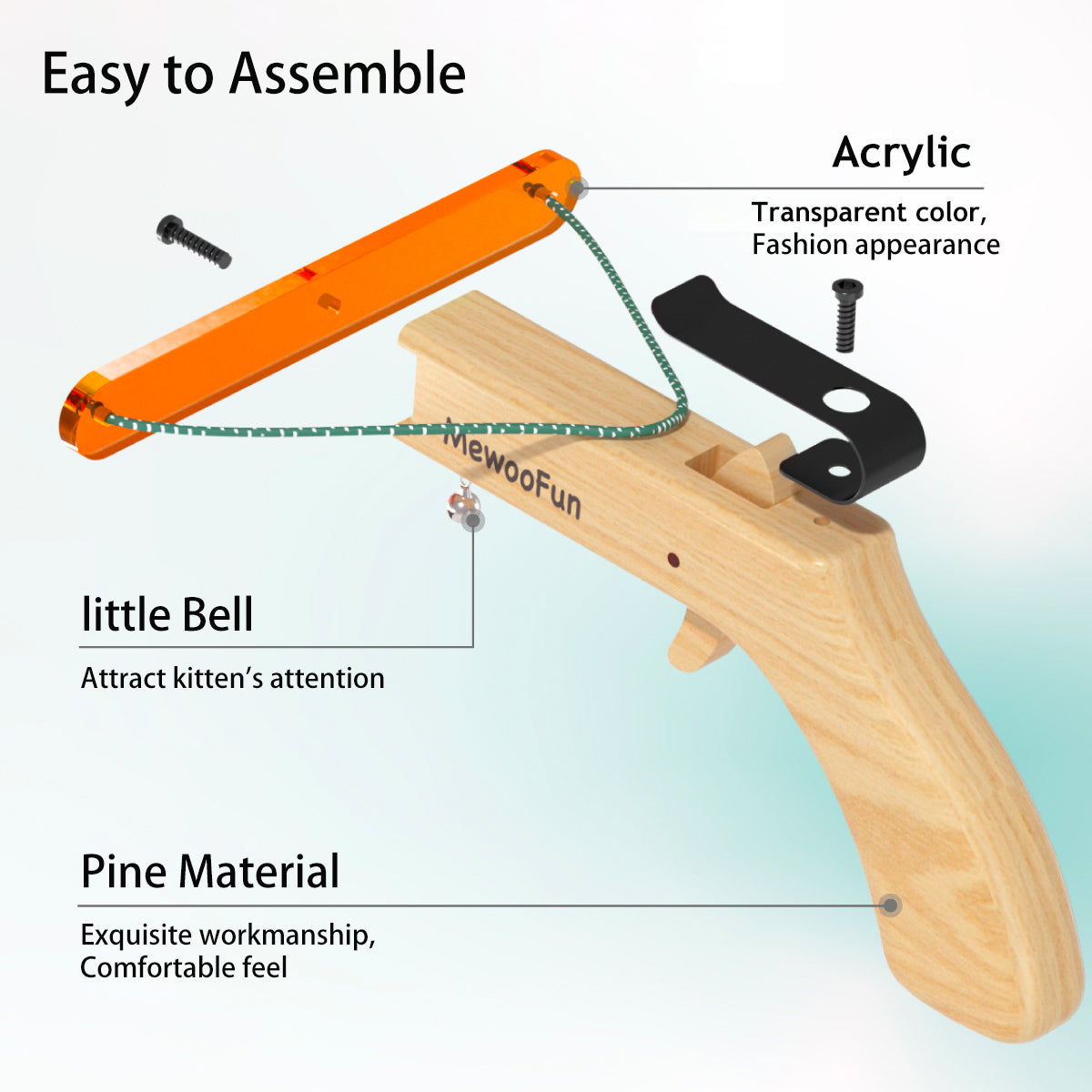 Cat Interactive Toys Tease Reliever Gun with 18 Hairballs