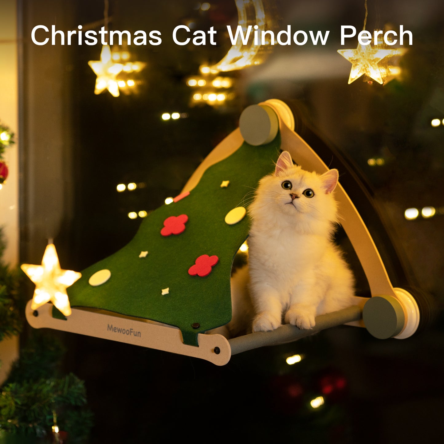 Christmas Theme 2 in 1 Wooden Cat Window Perch
