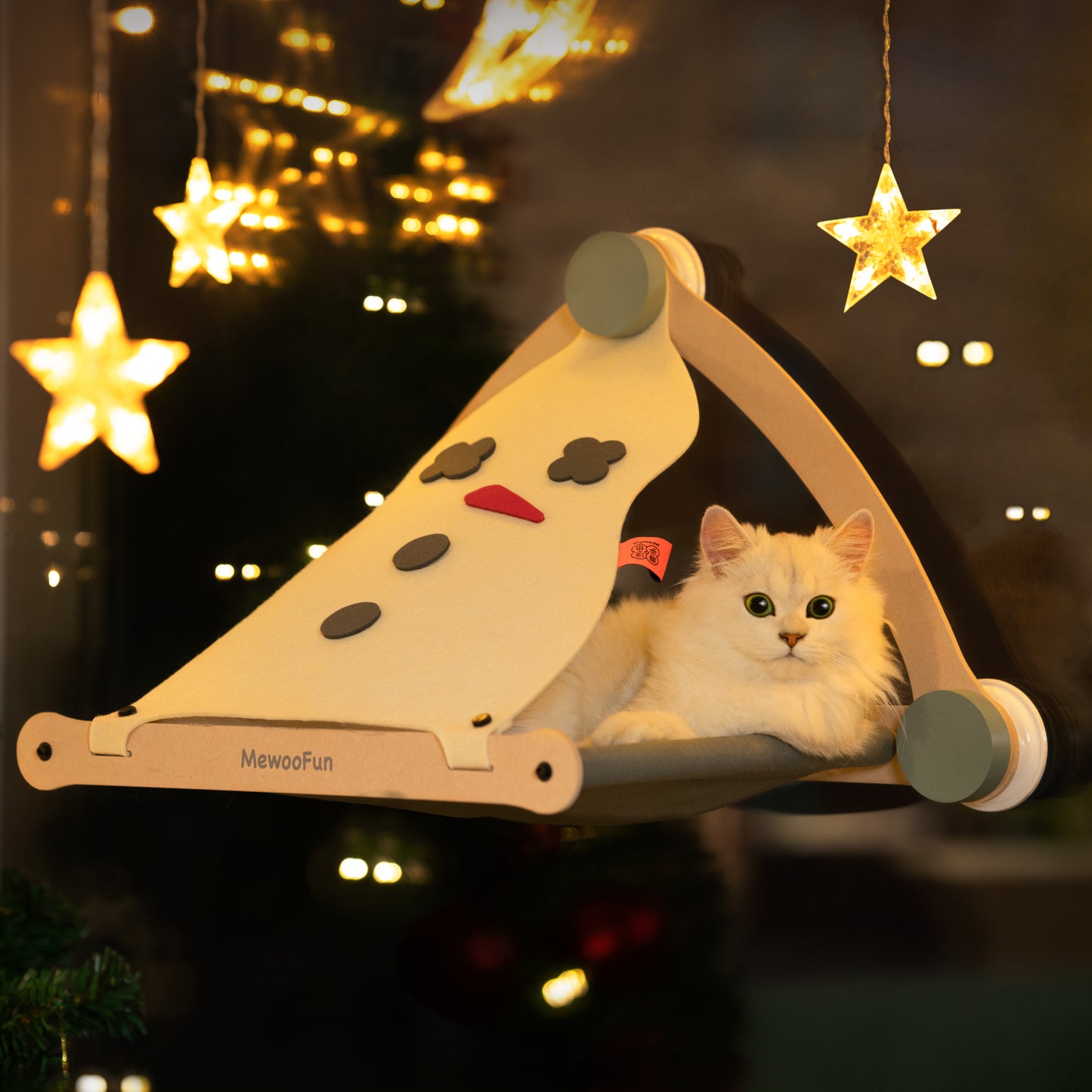 Christmas Theme 2 in 1 Wooden Cat Window Perch