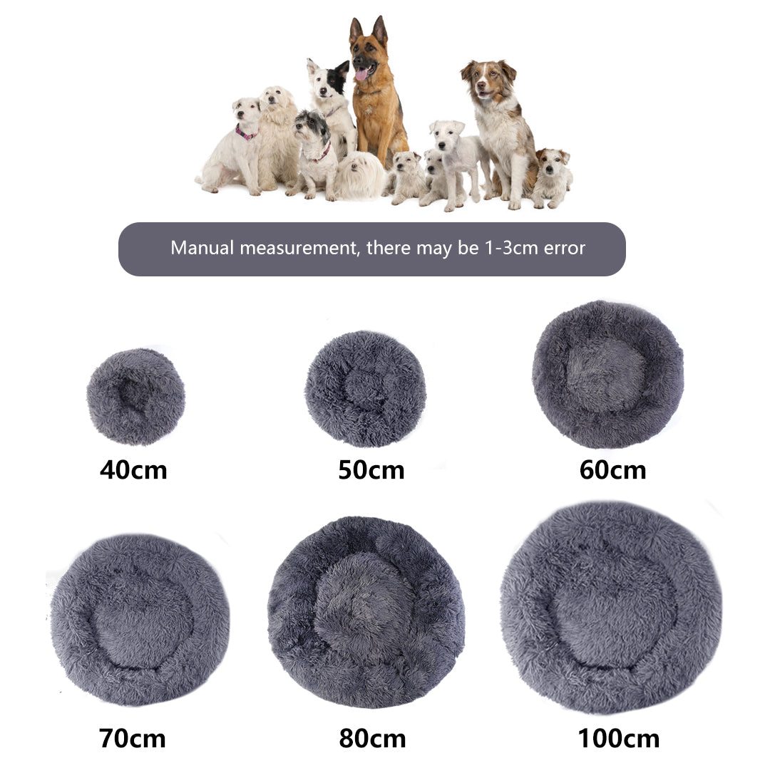Warm Soft Long Plush Donut Pet Cushion Bed