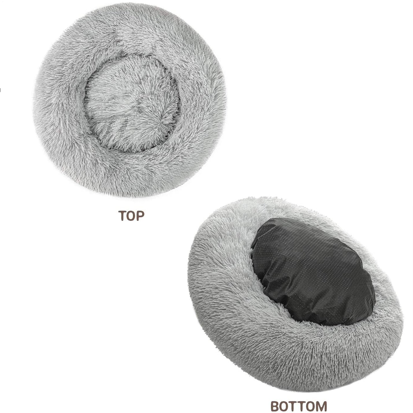 Warm Soft Long Plush Donut Pet Cushion Bed