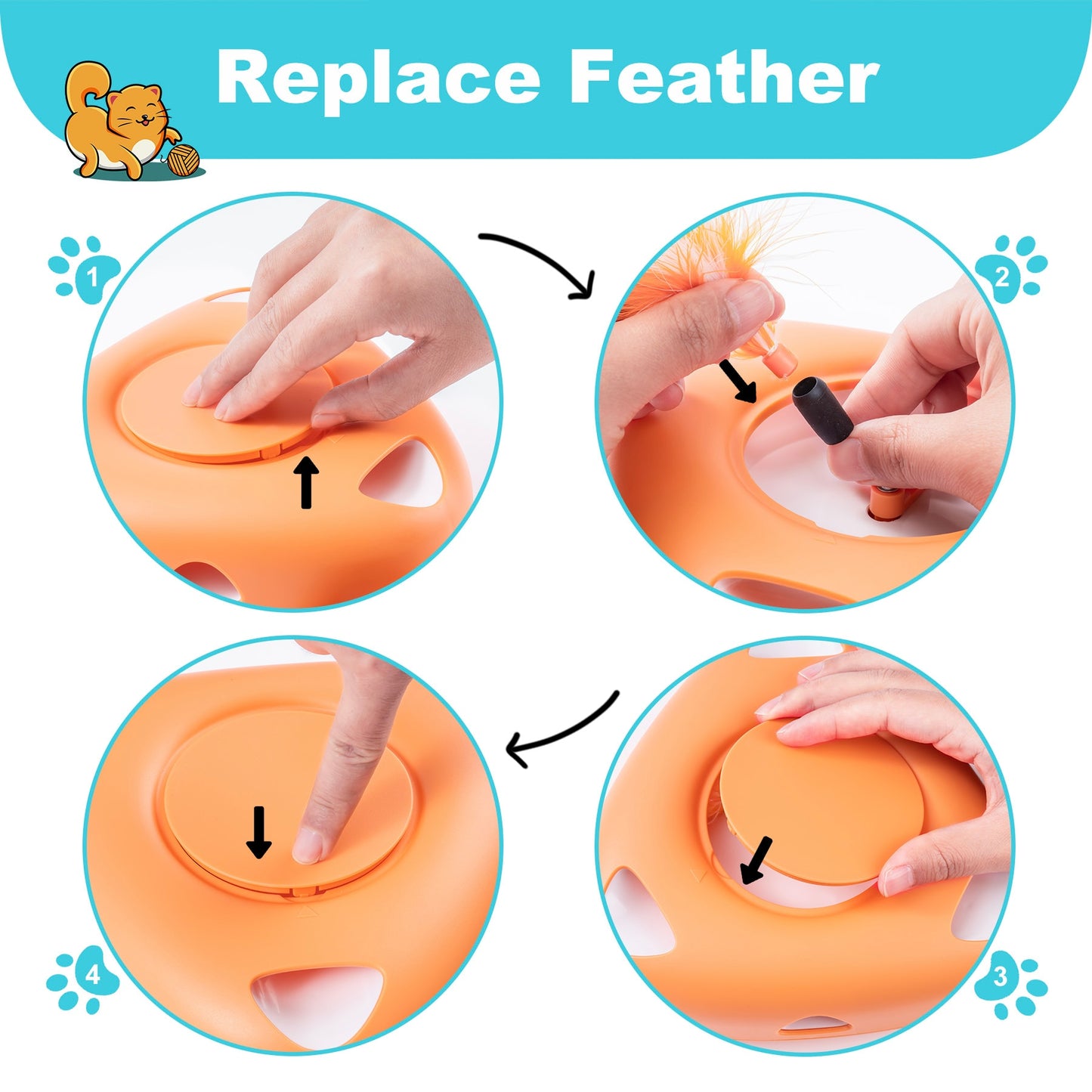 Interactive Cat Toys for Indoor with 6 Replacement Feathers