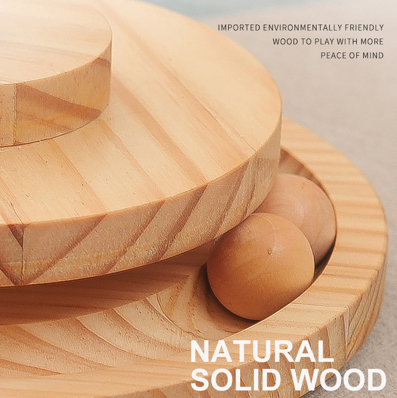 Solid Wood Tumbler Swing Toys Interactive Cat Feeder