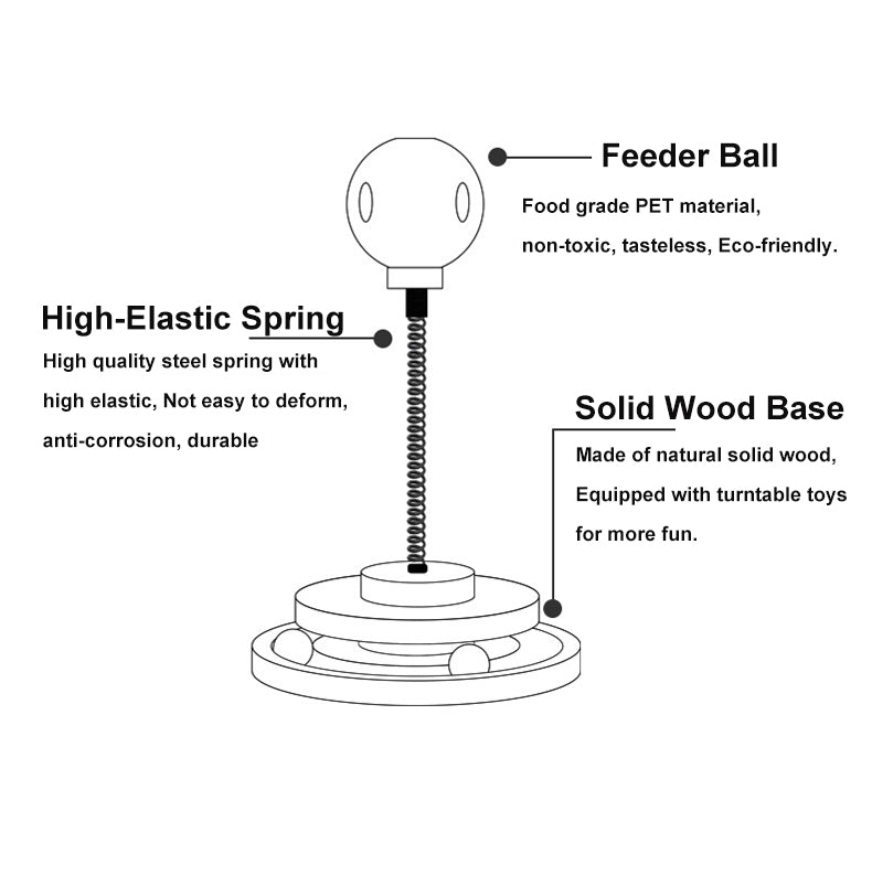Solid Wood Tumbler Swing Toys Interactive Cat Feeder