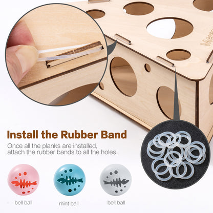Multifunctional Interactive Funny Cat Triangle Teasing Box Puzzle with 3 Balls