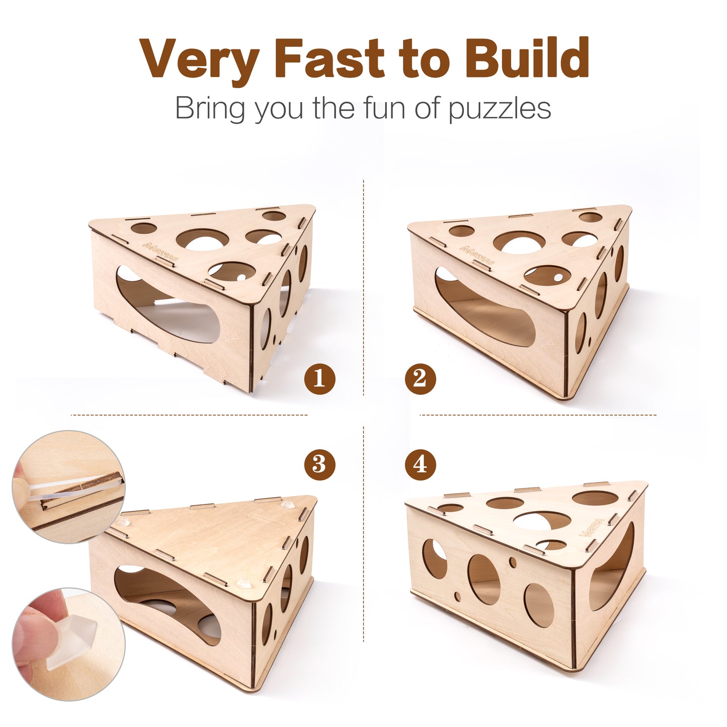 Multifunctional Interactive Funny Cat Triangle Teasing Box Puzzle with 3 Balls