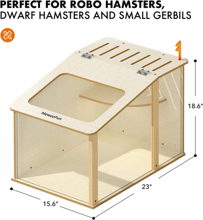 Wooden Visible House Cage for Pet Rat, Hamster, Chinchillas and More
