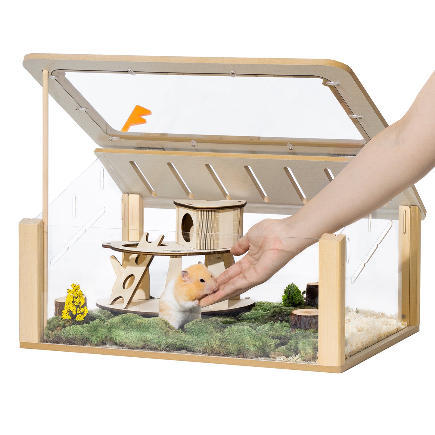Wooden Hamster Cage Small Animal Acrylic Eco-Friendly Hamster Cage with House Bed
