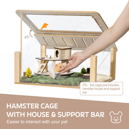 Wooden Hamster Cage Small Animal Acrylic Eco-Friendly Hamster Cage with House Bed