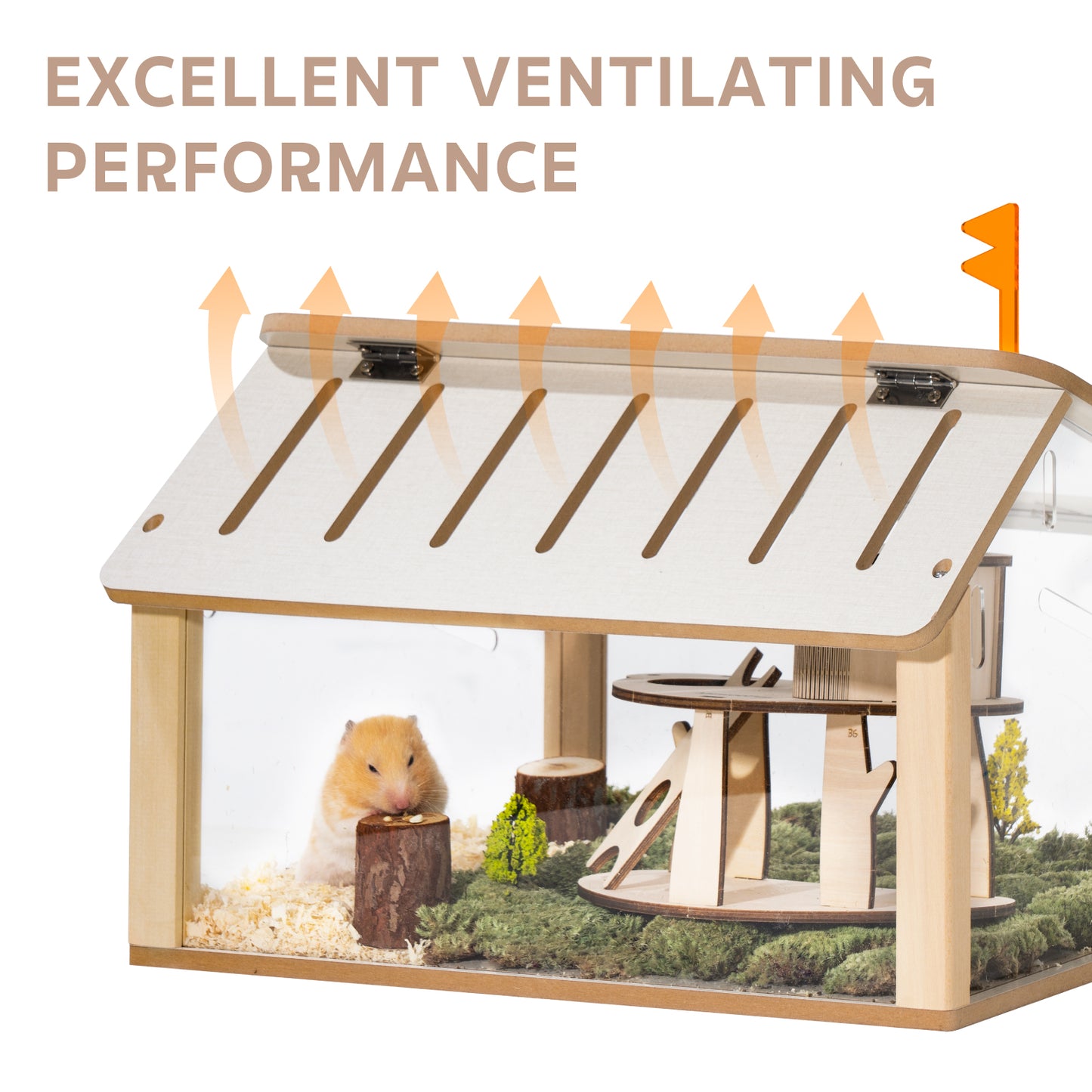 Wooden Hamster Cage Small Animal Acrylic Eco-Friendly Hamster Cage with House Bed