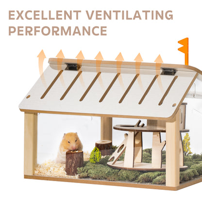 Wooden Hamster Cage Small Animal Acrylic Eco-Friendly Hamster Cage with House Bed