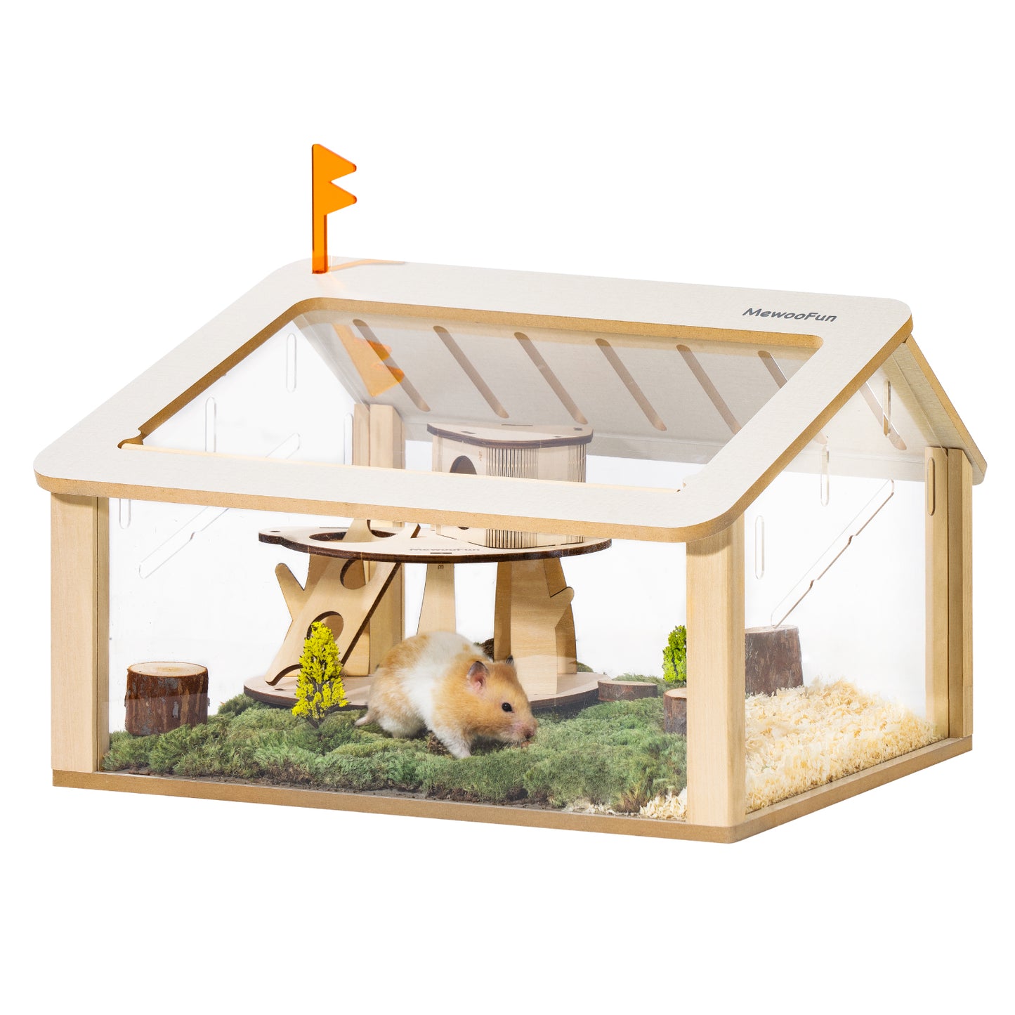 Wooden Hamster Cage Small Animal Acrylic Eco-Friendly Hamster Cage with House Bed