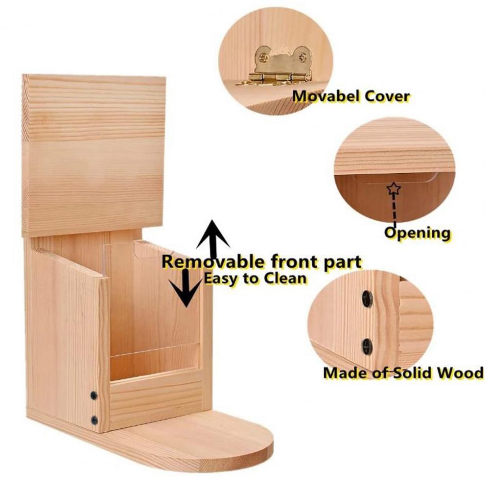 Wooden Squirrel Feeder Table with Visible Window and Removal Cover