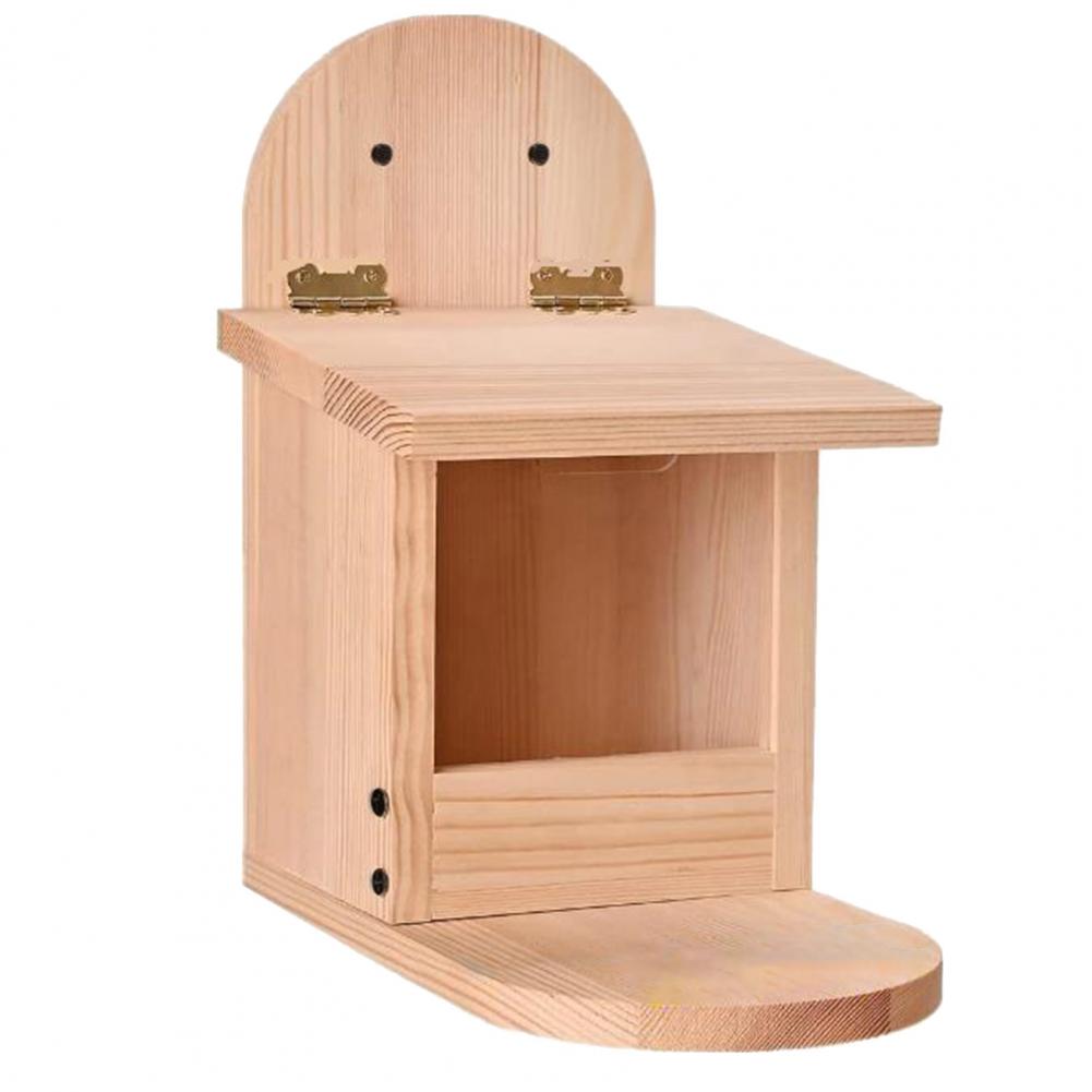Wooden Squirrel Feeder Table with Visible Window and Removal Cover