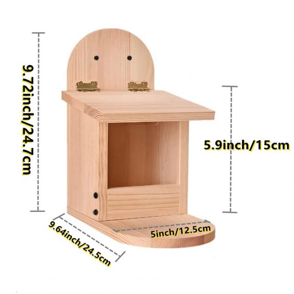 Wooden Squirrel Feeder Table with Visible Window and Removal Cover