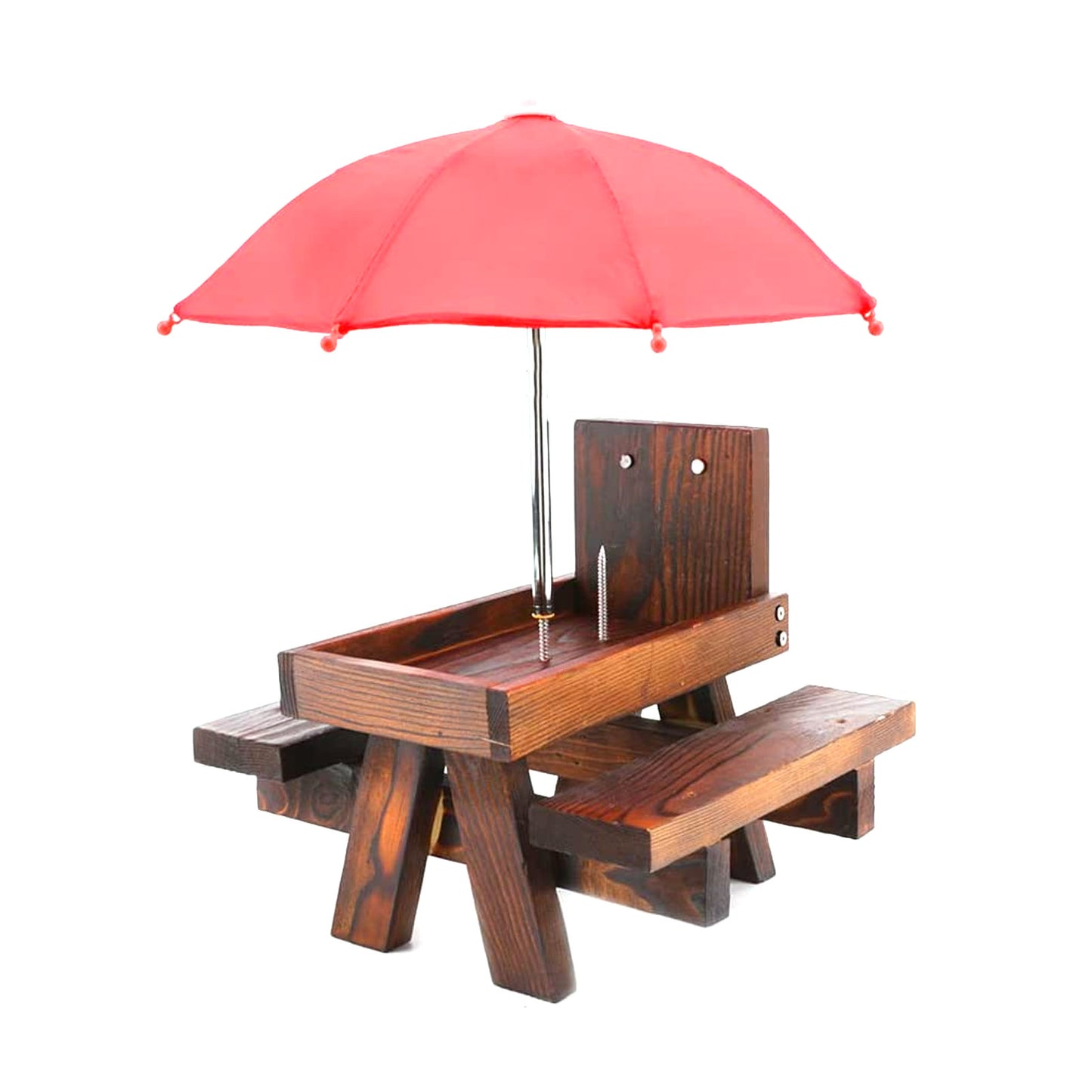 Squirrel Picnic Feeder Bench with Corn Cobs Holder for Backyard Garden