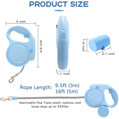 360° Tangle-Free 3 in 1 Retractable Dog Walking Leash