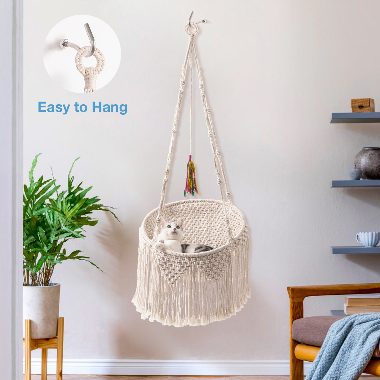 Cute Handwoven Cat Hammock Hanging Perch Bed