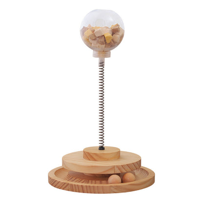Solid Wood Tumbler Swing Toys Interactive Cat Feeder