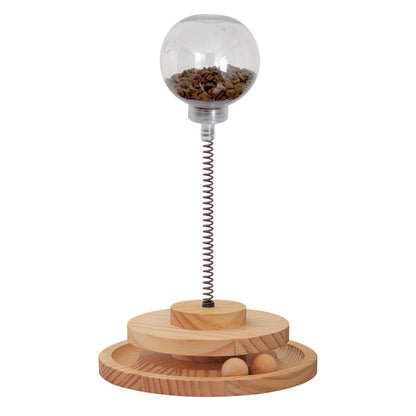 Solid Wood Tumbler Swing Toys Interactive Cat Feeder