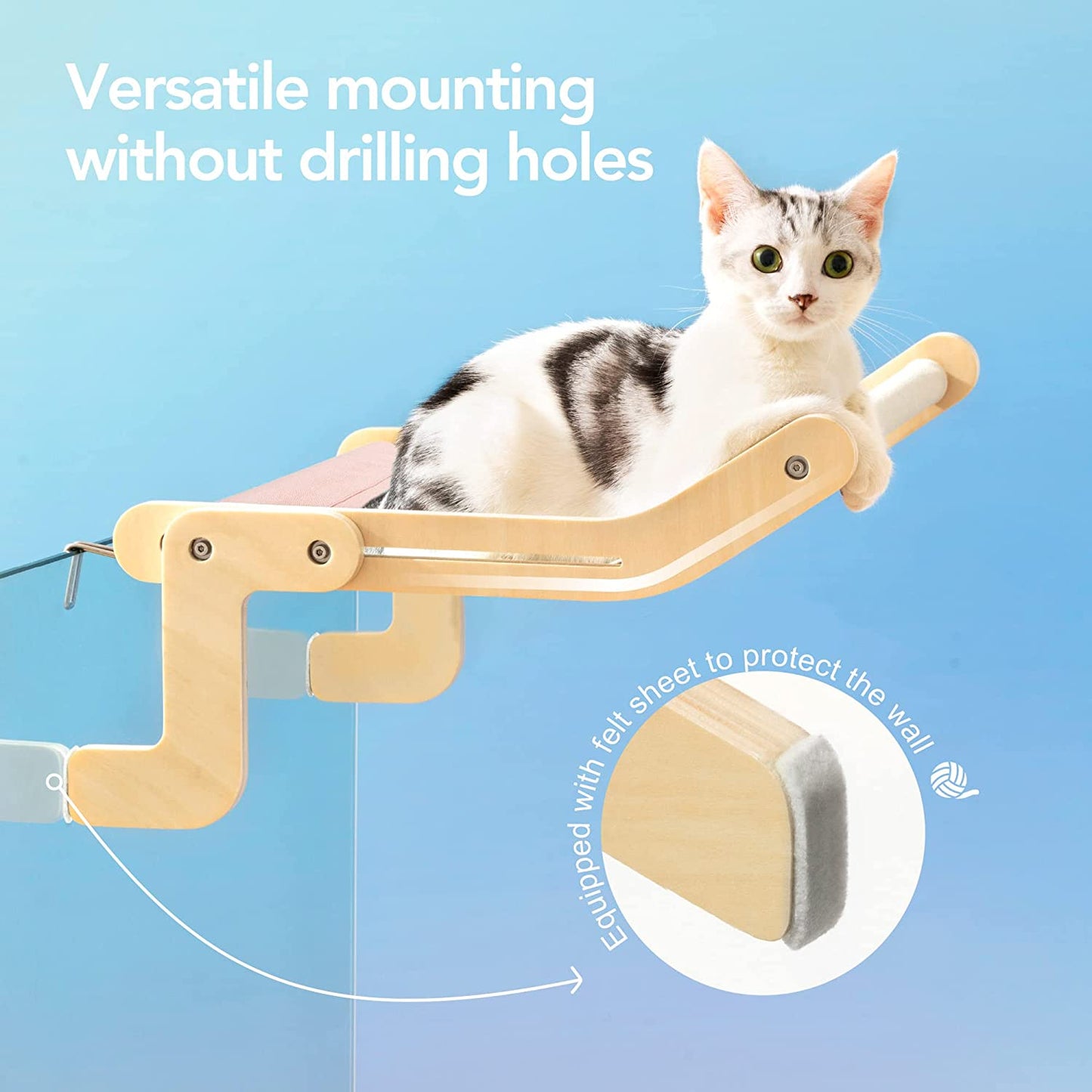 Solid Wood Sturdy Cat Window Perch Cat Window Hammock Seat