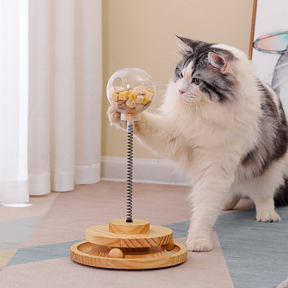 Solid Wood Tumbler Swing Toys Interactive Cat Feeder