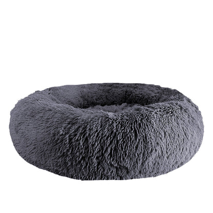 Warm Soft Long Plush Donut Pet Cushion Bed