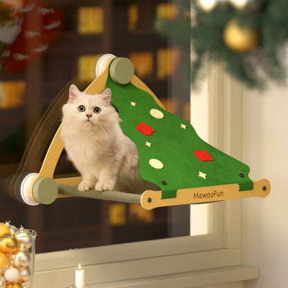 Christmas Theme 2 in 1 Wooden Cat Window Perch