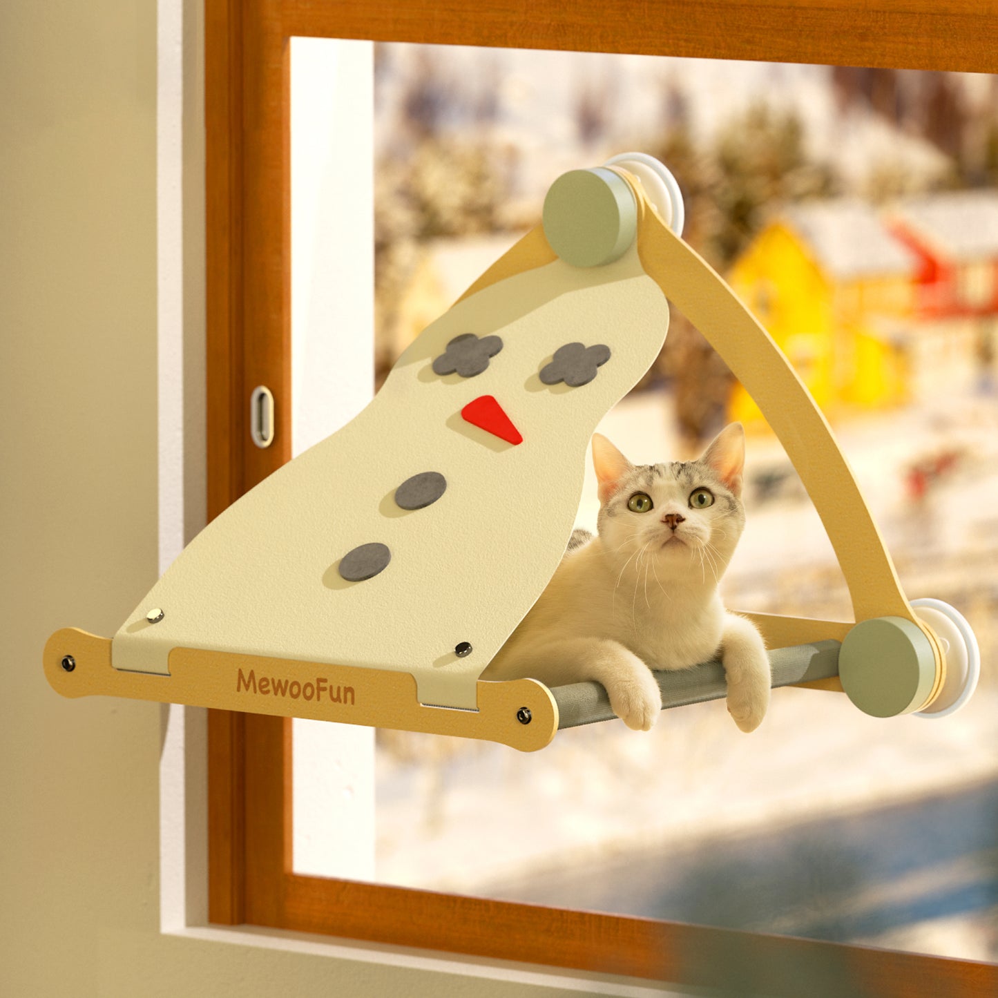 Christmas Theme 2 in 1 Wooden Cat Window Perch