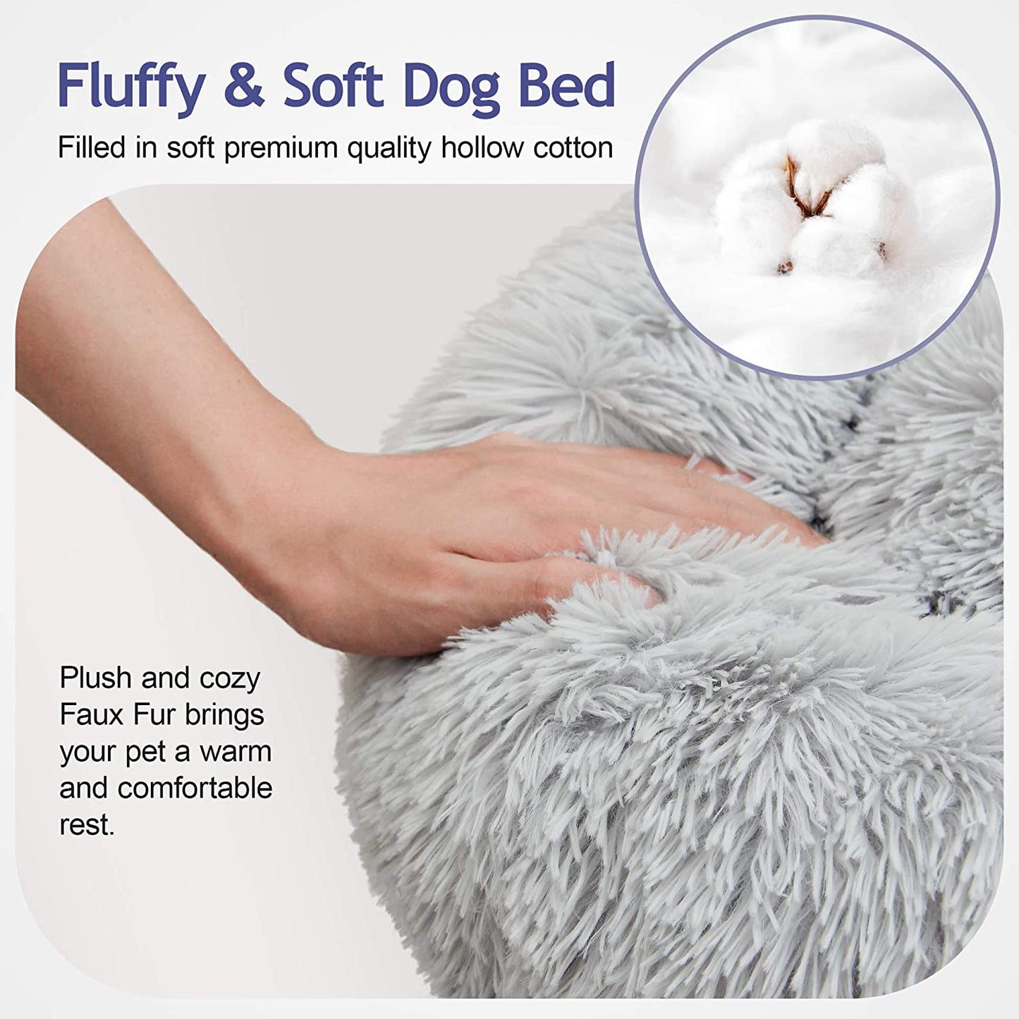 Warm Soft Long Plush Donut Pet Cushion Bed