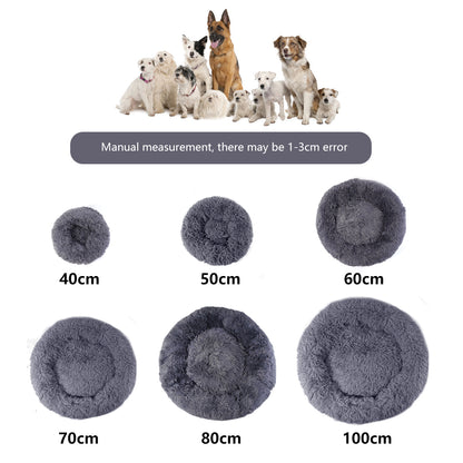 Warm Soft Long Plush Donut Pet Cushion Bed