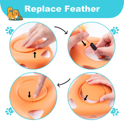 Interactive Cat Toys for Indoor with 6 Replacement Feathers