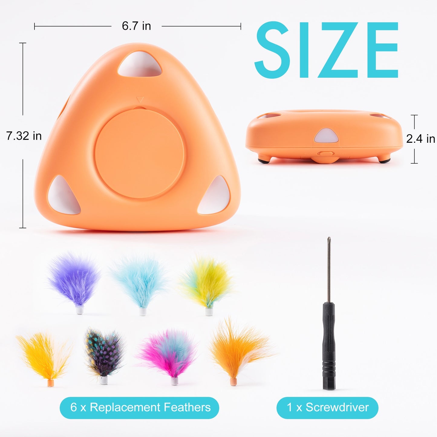 Interactive Cat Toys for Indoor with 6 Replacement Feathers