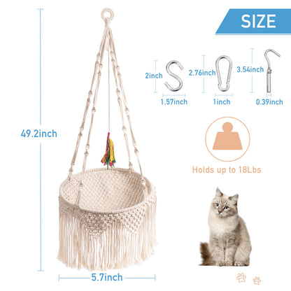 Cute Handwoven Cat Hammock Hanging Perch Bed