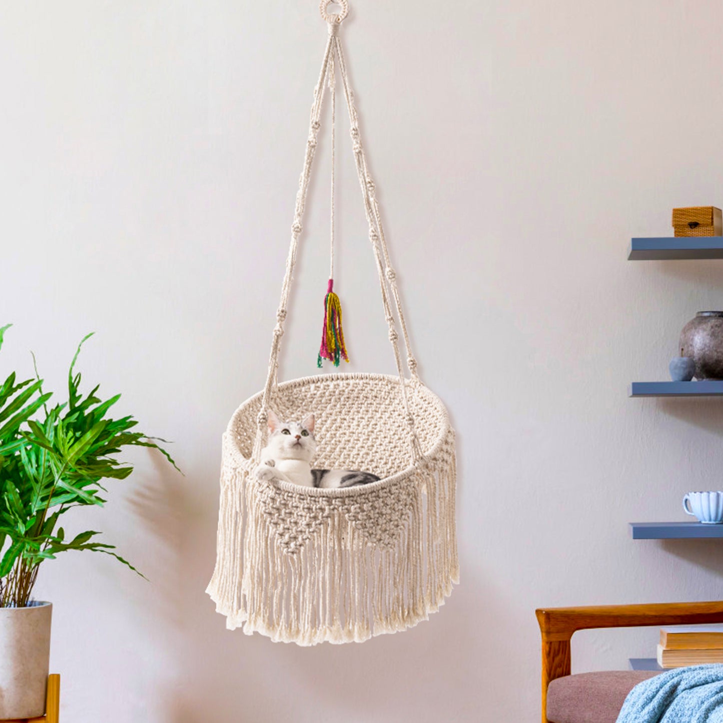Cute Handwoven Cat Hammock Hanging Perch Bed