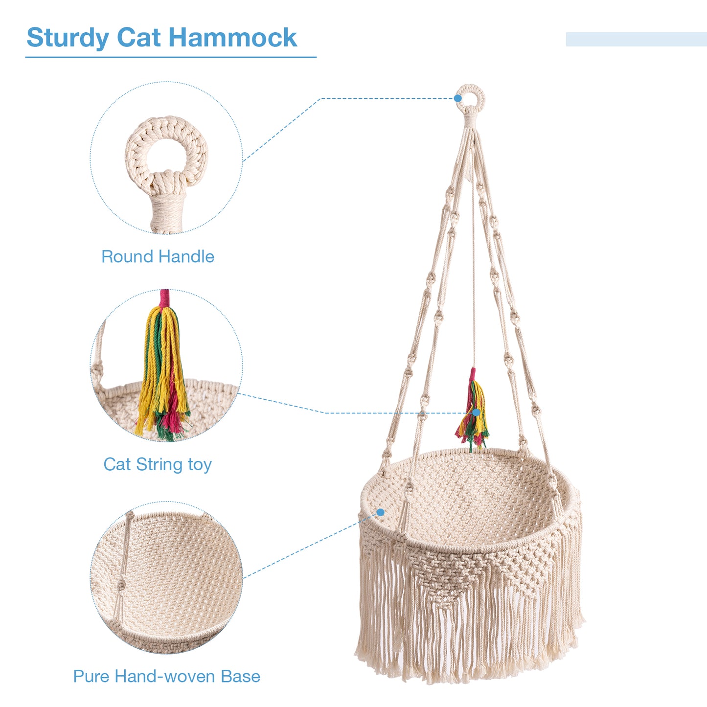 Cute Handwoven Cat Hammock Hanging Perch Bed