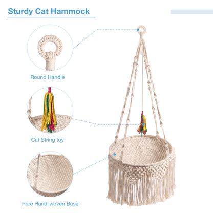 Cute Handwoven Cat Hammock Hanging Perch Bed