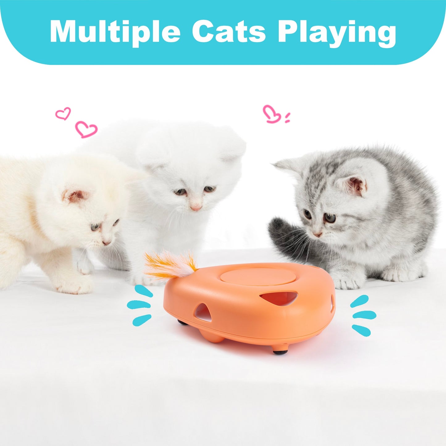 Interactive Cat Toys for Indoor with 6 Replacement Feathers