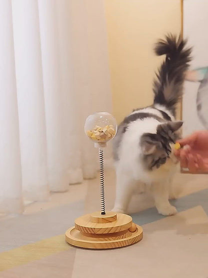 Solid Wood Tumbler Swing Toys Interactive Cat Feeder